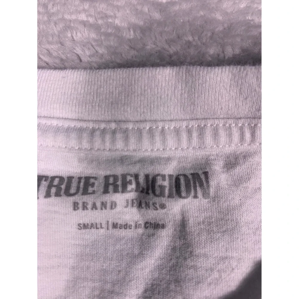 True Religion Horseshoe Logo Repeat Print Mens S White T-Shirt Short Sleeve